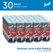 Scott Shop Towels Original (75130), Blue Shop Towels, 1 Roll/Pack, 30 Packs/Case
