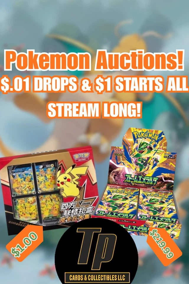 $1 Start Pokemon Auctions | Packs, Bundles, Boxes w/ JC