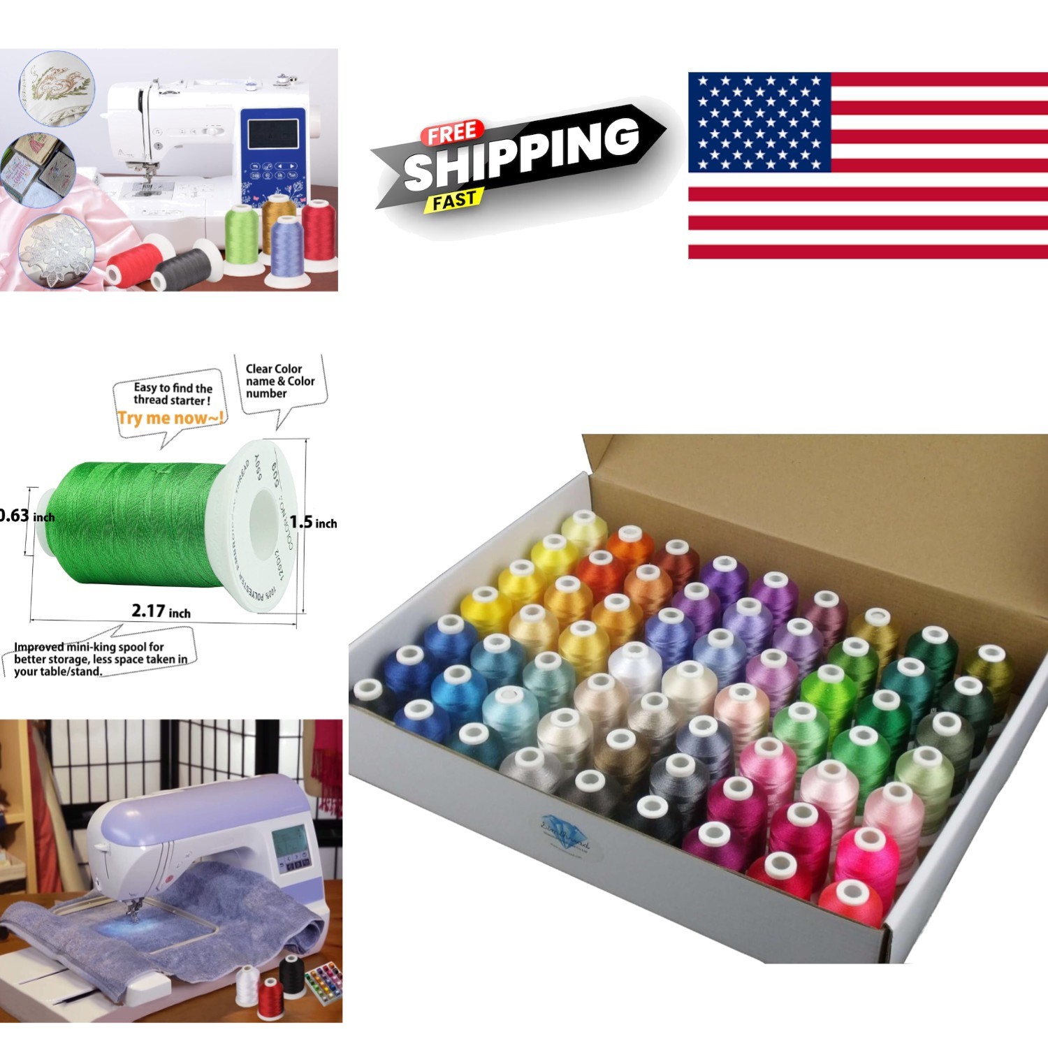 Thread Set 63 Colors 550 Yards High Quality Polyester