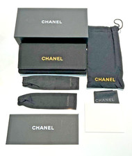 Chanel Special Edition Eyeglasses Small Set Gold Stitch Case Cloth Box Booklet