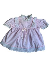VINTAGE Bryan Pink Ruffles Lace Dress 3-6 Months