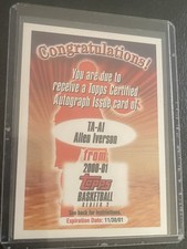 2000-01 Topps Basketball Allen Iverson #TA-AI Autograph Redemption Card