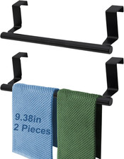 over the Door Towel Rack, 2 Pack Matte Black Towel Bar Holder