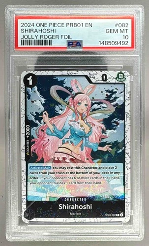 148509492 Shirahoshi 2024 One Piece The Best #OP05-082 Jolly Roger Foil PSA 10