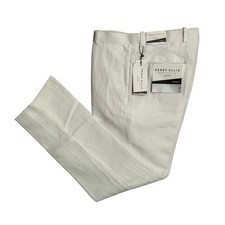 Perry Ellis Portfolio Pants Men's 30"x30" Modern Fit Linen Blend Solid White NEW