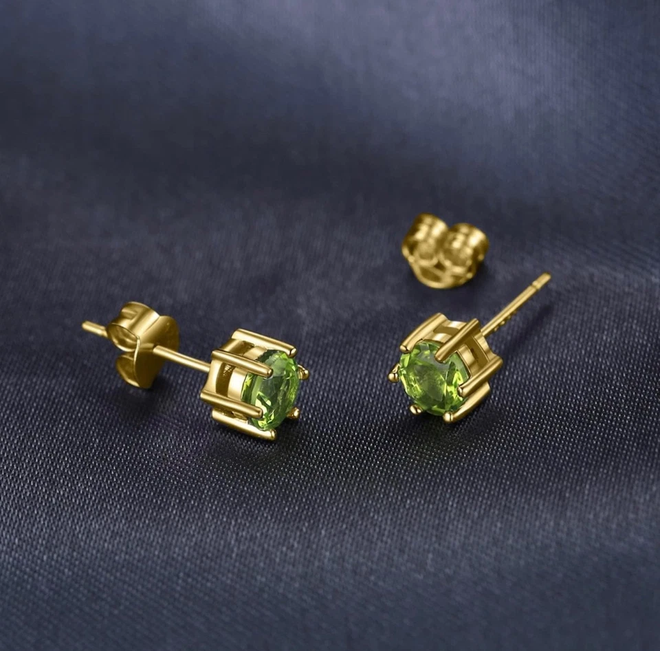 1 Paar Silber Ohrstecker mit 1.13ct Peridot, echt in 925 Sterlingsilber Ohrringe - Bild 2 von 4