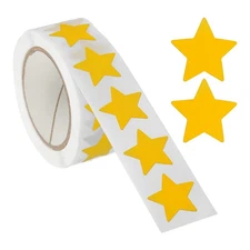 3/4" Star Stickers, 500 Pcs Semi Gloss Labels for Teacher Supplies, Yellow