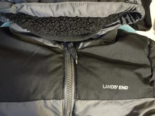 MED 10/12 Lands' End 100% Poly-lined Jacket Hooded Zipp w/Fleece-lined Sleeves