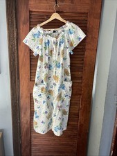 Models Coat Vintage 80s Nightgown House Dress MuuMuu Womens Snap Up Front