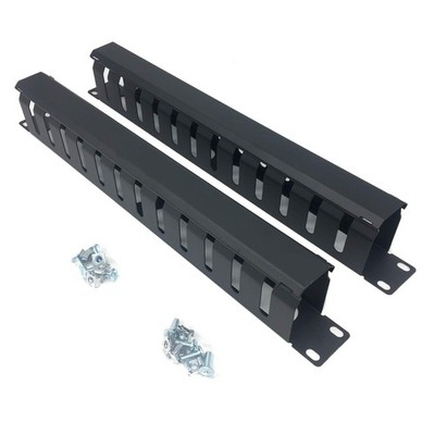 2 Pack- Metal 1U 19 Inch Cable Manager 12 Big Slots Horizontal Rack Mount Wir...