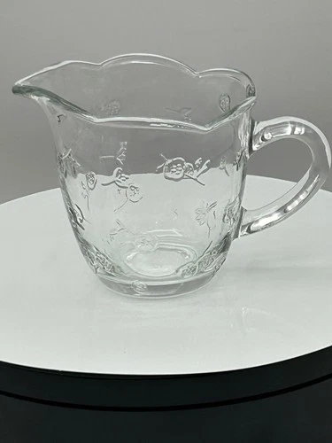Vintage Anchor Hocking Clear Savannah Glass Creamer - Adorable Floral Pattern