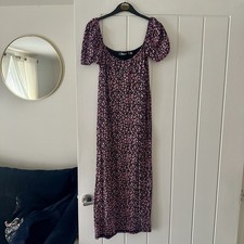 Missguided Floral Print Milkmaid Style Midi Dress With Leg Split Size 6