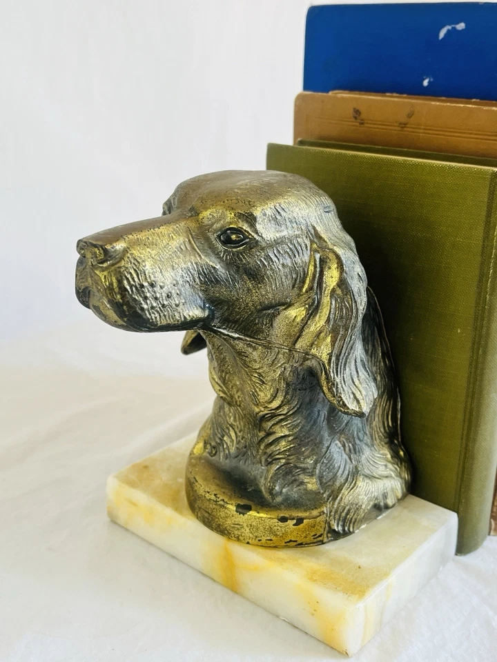 Bookend vintage para cachorros Labrador em latão com base de mármore - Imagem 2 de 4