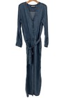 Soft Surroundings Lyocell Denim Blue Belted Jumpsuit  Pockets Size Medium