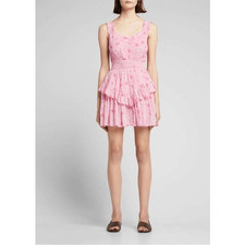 LOVESHACKFANCY | Norelli Smocked Ruffle Floral Pink Mini Dress Women’s Size L