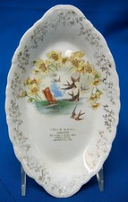 early souvenir celery bowl / dish advertising groceries from  lafayette indiana