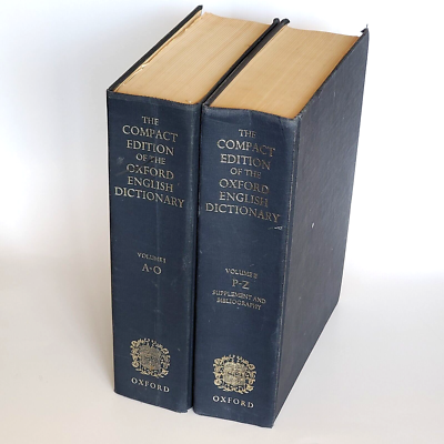 Compact Edition Oxford English Dictionary OED 2 volumes NO 
