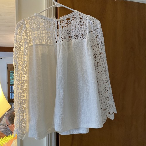 ERI + ALI Anthropologie OFF WHITE MARIGOLD LACE Crochet Top sz S/P VGUC Cruise - Picture 6 of 11