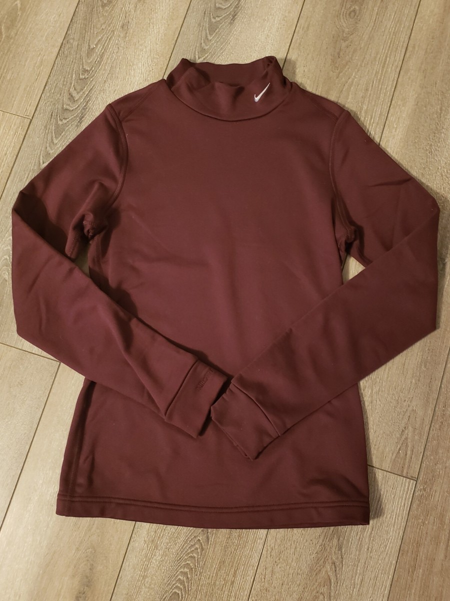 Nike Fit Dry Mock Thermal Fleece Women's Small (4-6) Maroon Long