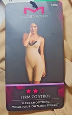 Maidenform P2556 Sleek Smoothers Open Bust Body Shaper Singlet Firm Control L