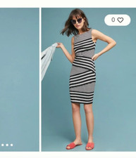 NWT Anthropologie Annabeth Striped Dress Black, Women's Size XS