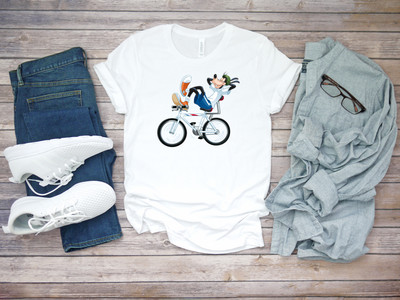 Goofy on Bicycle cool funny short sleeve t shirts for men K722