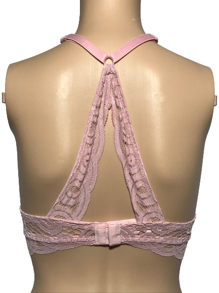 VICTORIAS SECRET PINK LACE PADDED PUSH UP BRALETTE HIGH NECK HALTER NECK  BRA NWT