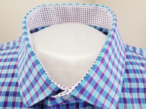 Bristol & Bull Mens 100% Cotton Long Sleeve Purple & Blue Plaid Shirt Size 2XL - Picture 3 of 6