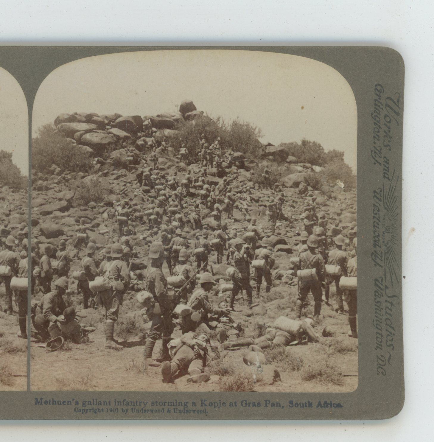 Methuen's Infantry Storm Kopje Africa Boer War Underwood Stereoview