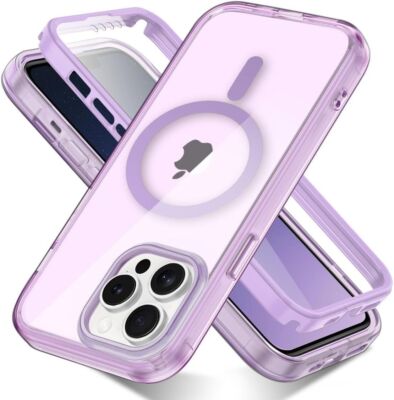 For iPhone 17 16 15 14 13 12 11 Mag Safe Clear Case w/Built-in Screen Protector