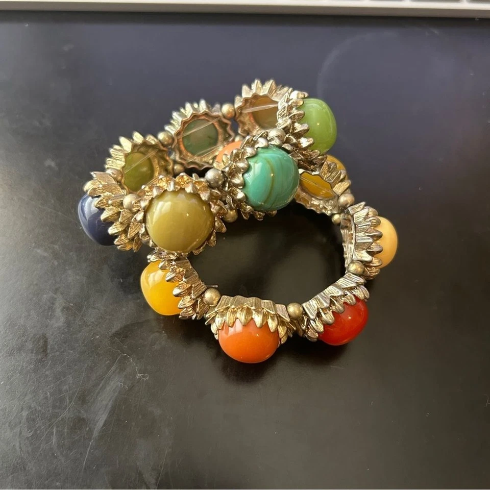 Anthropologie chunky Colorful Gemstone beaded Bracelets lot of 2 - Image 3 of 4