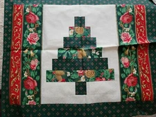 Vintage Wamsutta Patchwork Christmas Tree 2 Pillow Panels Fabric Holiday Cotton