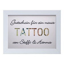 Tattoo Gutschein Personalisiert Geldgeschenk im Bilderrahmen Geschenkidee