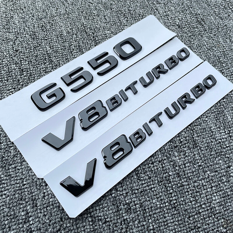 3X G550 V8 Biturbo Gloss Black Rear Badge Emblem Fits Mercedes Benz G 550 W463 - Image 2 of 4