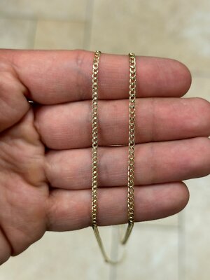 10K Solid Yellow Gold Cuban 2mm 2.5mm Chain Necklace 16'' 18'' 20'' 22'' 24'' 26'' 30''