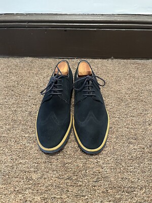 Joseph Abboud Men\'s 9.5 Blue Suede Oxford Wing Tips Joseph Abboud Wingtip Blue Suede Dress Shoes Blue Lace Up  main image 3