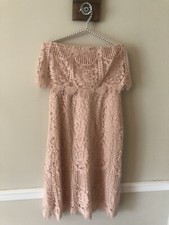 Lulus Womens Size Small Strapless Dress Lace Overlay Peach
