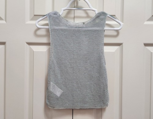 NWT Women's Urban Outfitters Silence & Noise Blue Silver Woven Crop Tank Top S - Picture 2 of 6