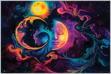 Ocean, Moon & Sun Non-Flocked Blacklight Poster 36.5" x 24.5" Laminated