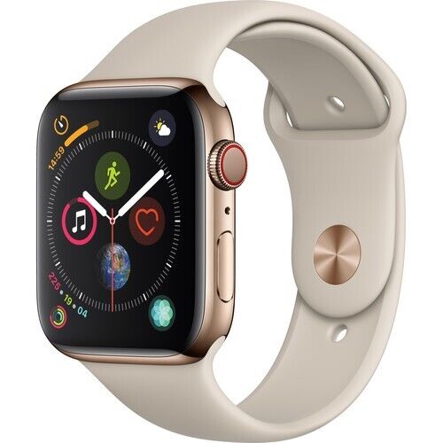 Apple Watch Series 4 GPS + Cellular, 44mm Gold Stainless Steel, Stone Sport Band - Picture 1 of 2