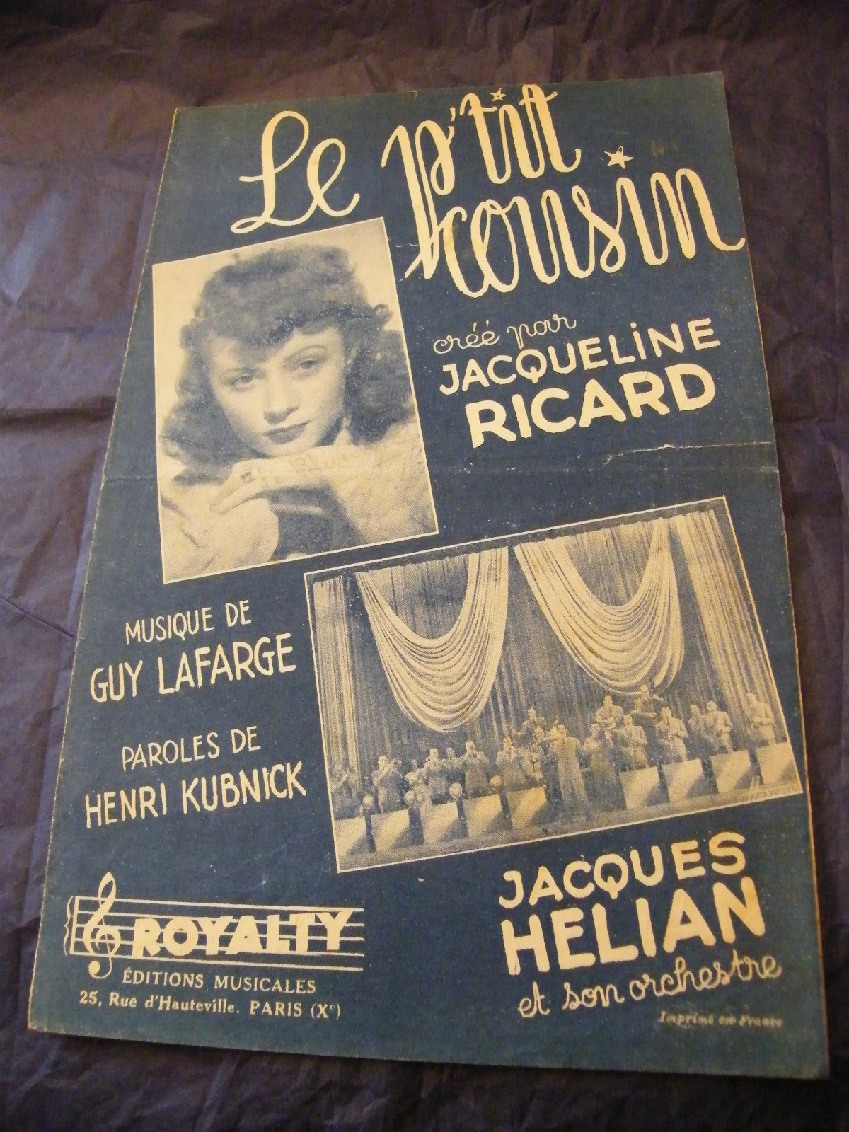 Sheet Music Le P'Tit Cousin Jacqueline Ricard Jacques Hélian 1946