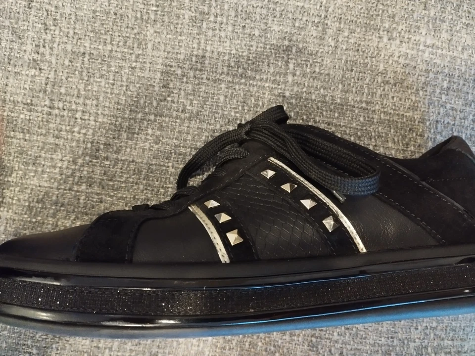 SCARPE SNEAKERS PELLE GEOX DONNA NUMERO 38 NERE NUOVE SENZA SCATOLA - Immagine 2 di 3