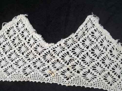 Vintage Crochet Collar Beige Diamond Pattern 5 1/2 inch wide CL46 - Picture 8 of 12