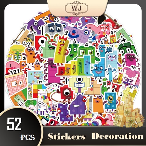 52pcs Numberblocks Kids Cartoon Stickers Decal Phone Laptop Waterproof ...