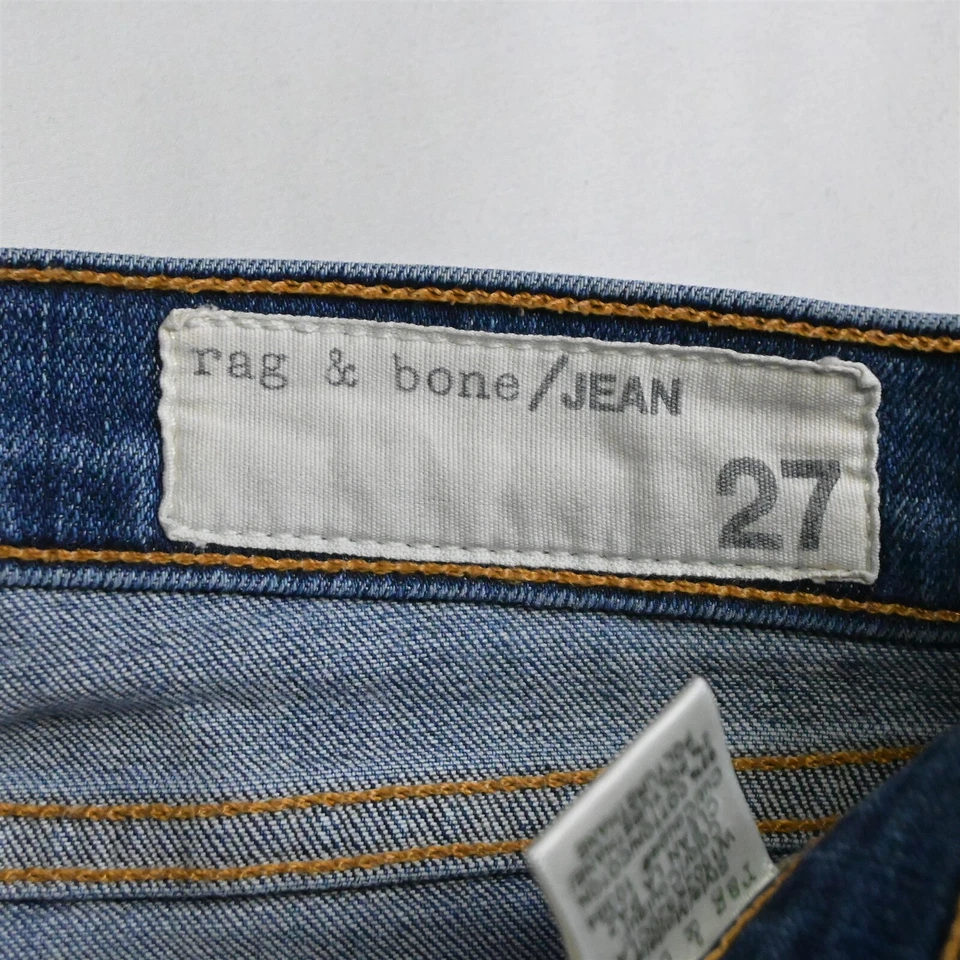 Rag + Bone 27 Skinny Medium Destroyed Raw Hem Stretch Denim Jeans - Image 3 of 4