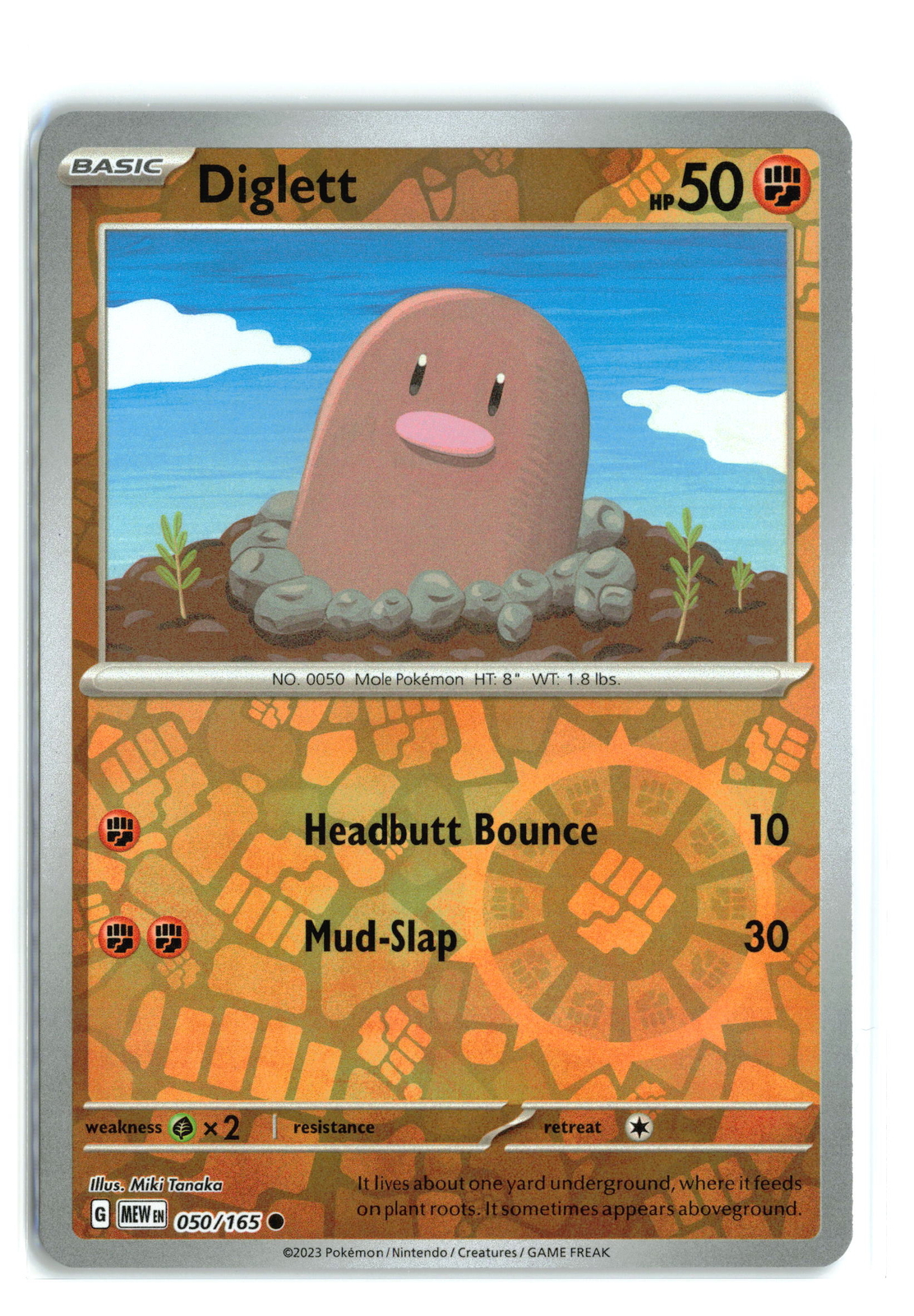 Diglett #050/165 SV Scarlet & Violet 151 Common Reverse Holo Pokemon TCG NM