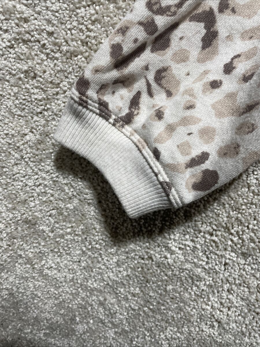 Aerie Oversized Cheetah Print Quarter Zip Pullover Sweatshirt Size