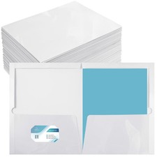 Yeaqee 100 Pack 2 Pockets Glossy Laminated Paper Folder First Day of School P...