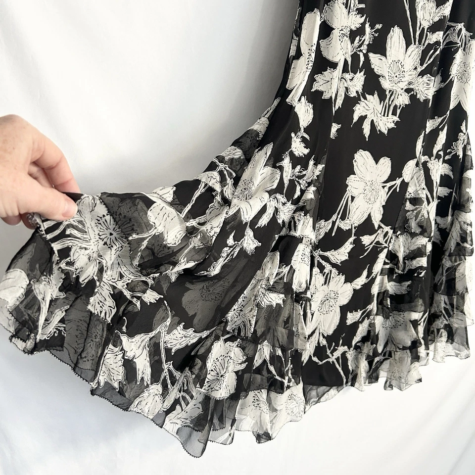 Vintage Y2K Silk Whimsigoth Fairy Grunge Midi Skirt Size 8 Ruffle Flowy Witchy - Image 4 of 4