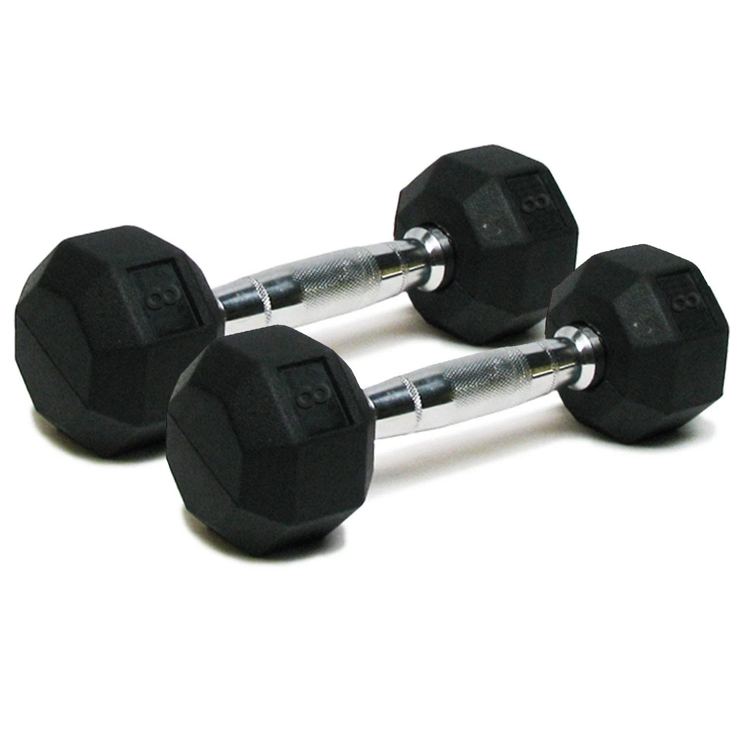 Dumbbells Hand Weights Set of 2-8 lb Rubber Hex Chrome Handle Exercise Fitn...